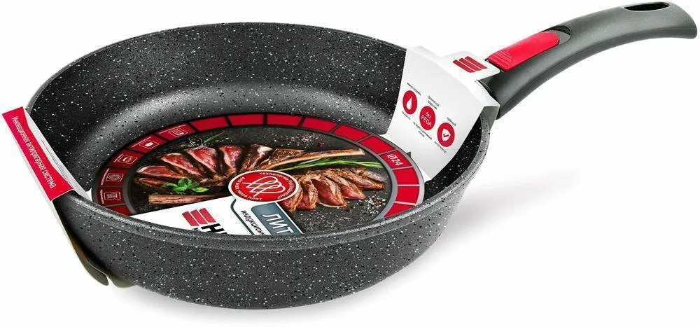 Универсальная сковорода НЕВА МЕТАЛЛ ПОСУДА L18024i (24 см Съемные ручки)