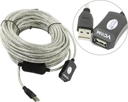 Кабель удлинительный VCOM VUS7049-20M (USB 2.0 A-USB 2.0 A)  20 м