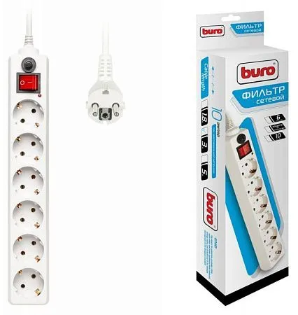 Сетевой фильтр Buro 600SH-3-W 3 м, белый Сетевой фильтр Buro 600SH-3-W 3 м, белый