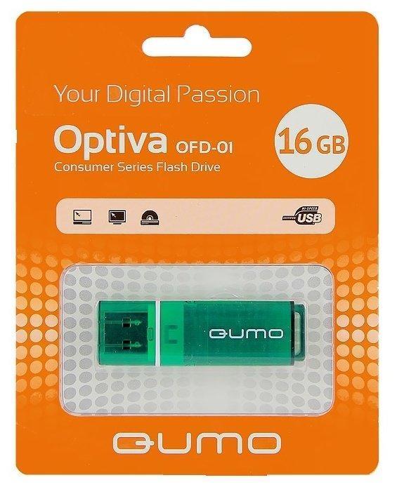 USB flash Qumo Optiva 01,(USB 2.0/16 Гб)-зеленый (QM16GUD-OP1-green)