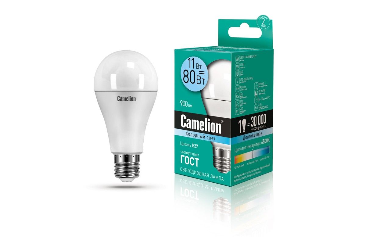 Лампа светодиодная Camelion LED11-A60/845 Е27 4500K 11 Вт