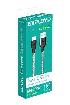 EXPLOYD EX-K-499 Дата-кабель USB - TYPE-C 1М Classic круглый серый