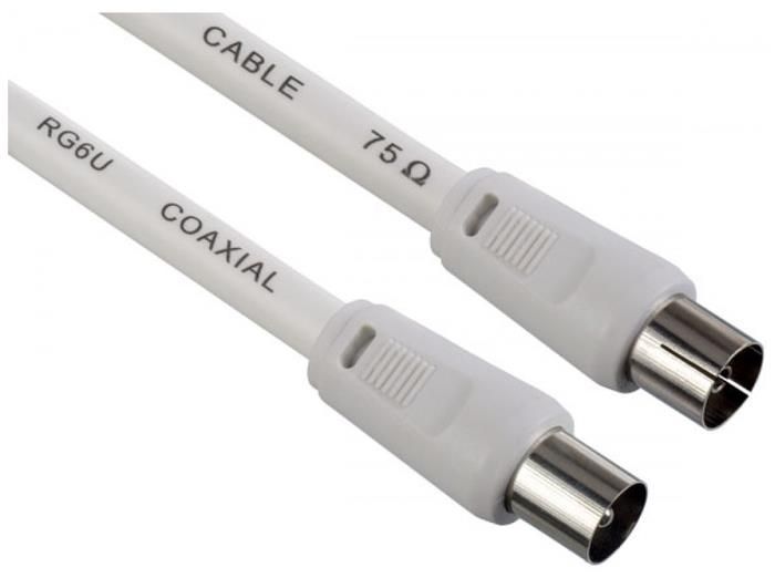 Кабель Perfeo T5001 ТВ штекер-ТV гнездо (белый) (1 м)