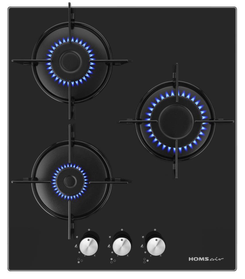 Варочная панель HOMSair HGG431BK (черный)(газовая варочная поверхность)