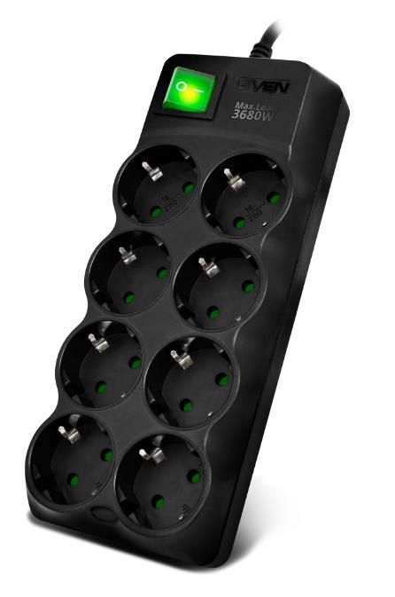 Сетевой фильтр Sven SF-08E-16 5 м, черный