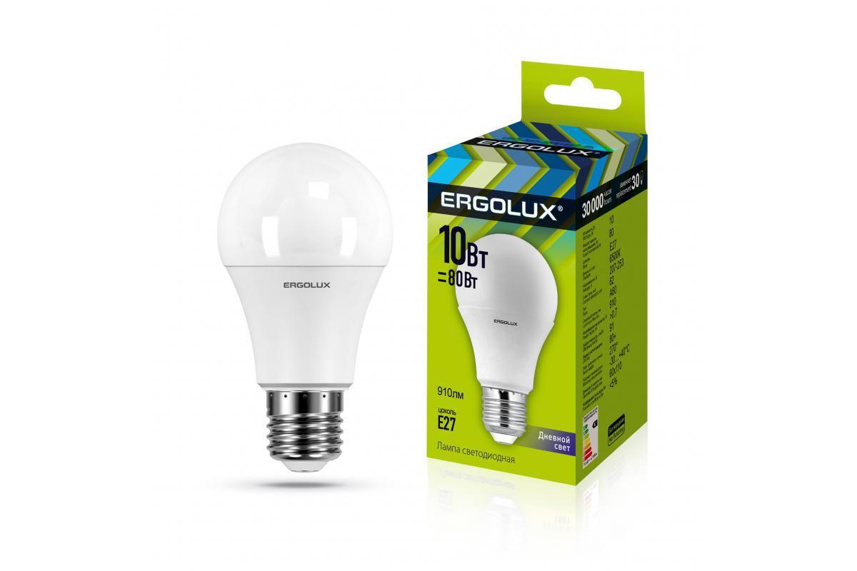 Лампа светодиодная Ergolux A60 Е27 6500К 10 Вт