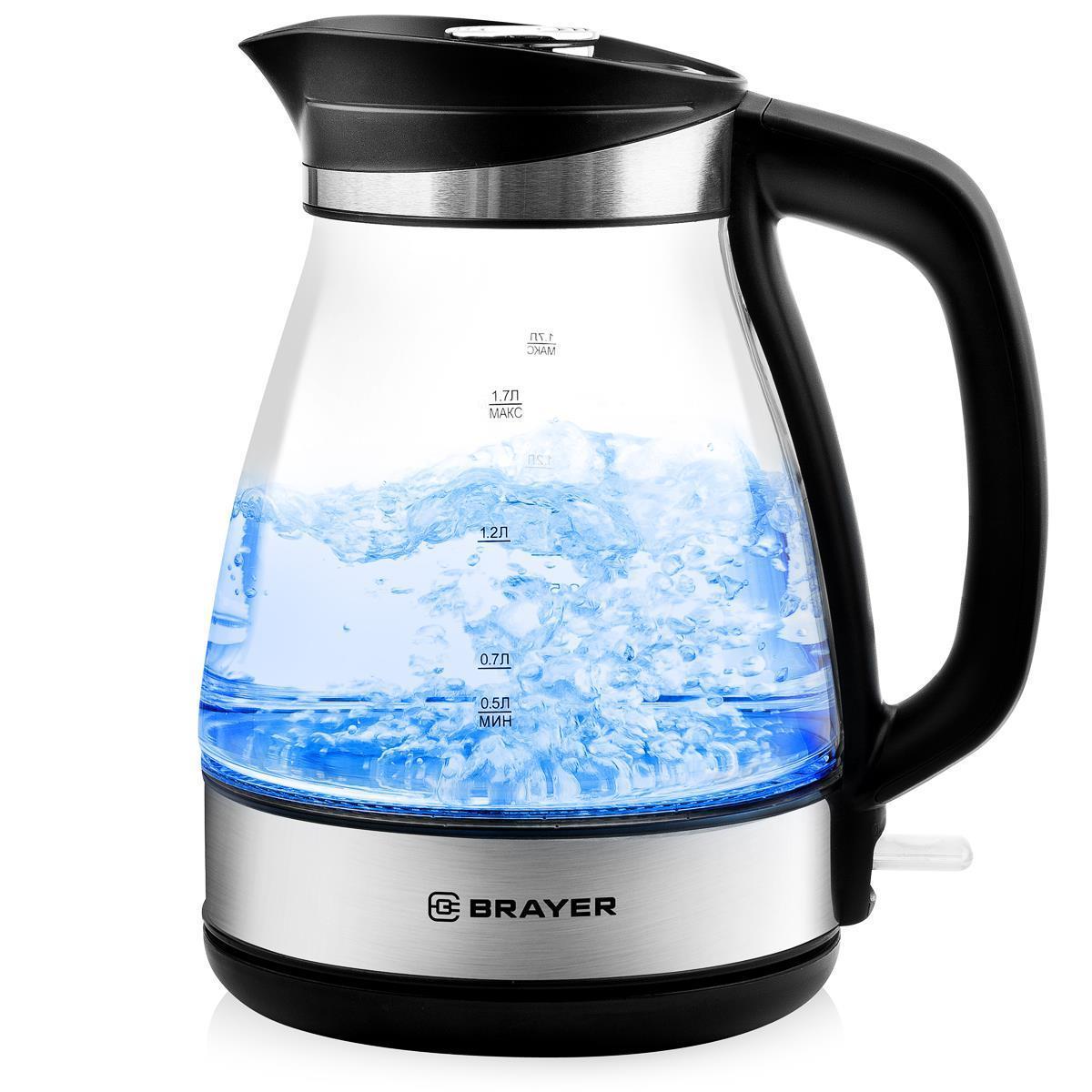 Электрический чайник Brayer BR1048 (прозрачный, черный)