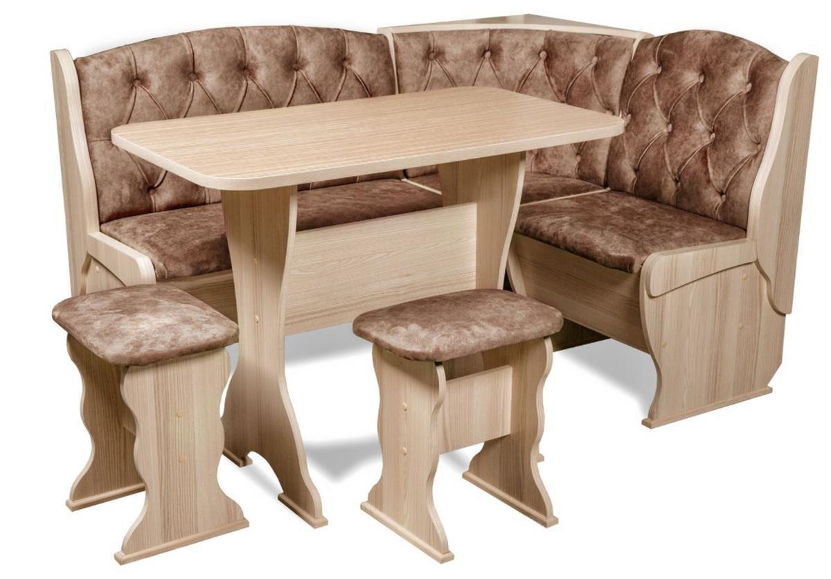 БИТЕЛ Кухонный уголок ОРХИДЕЯ -ЛЮКС (ЯСЕНЬ, ВЕЛЮР КОНЬЯК)