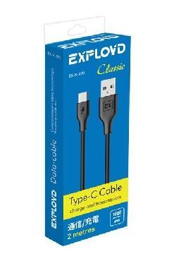 EXPLOYD EX-K-490 Дата-кабель USB-TYPE-C 2М Classic круглый чёрный