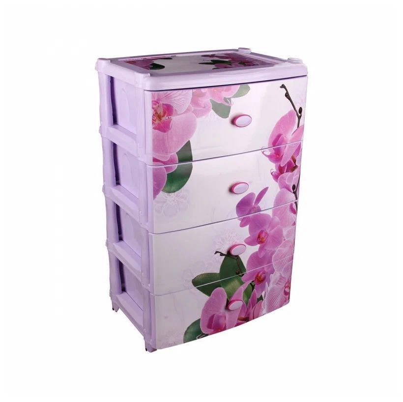 Комод АЛЬТЕРНАТИВА М2638 "Орхидеи" розовый, разноцветный