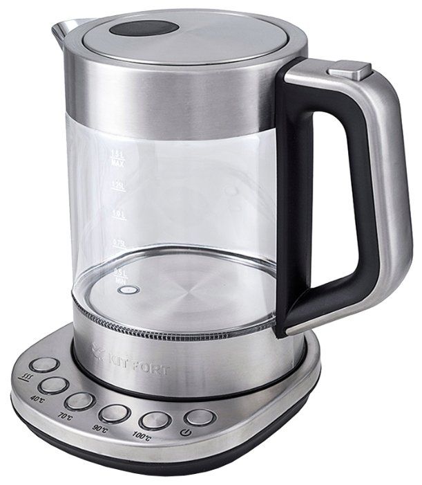 Электрический чайник Kitfort KT-616 (прозрачный, серебристый)
