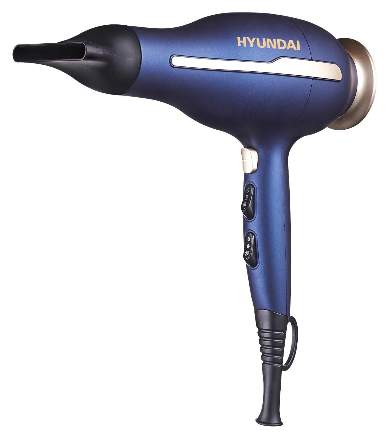 Фен Hyundai H-HDI0758 золотистый, синий