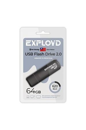 USB flash Exployd 620,(USB 2.0/64 Гб)-черный ()