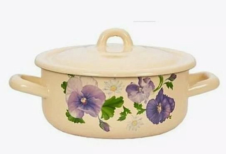 Кастрюля ЛЫСЬВА 16072/4КмЭ/Э Анютины глазки эмал (1,45 л )