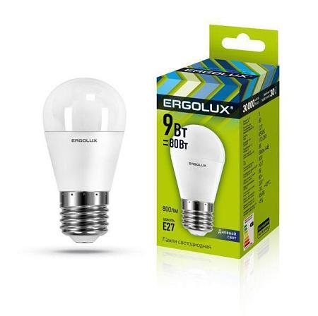 Лампа светодиодная Ergolux LED-G45-9W-E27-6K Е27 6500К 9 Вт