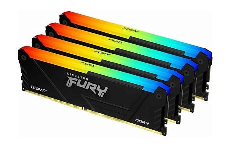Оперативная память 4х8 GB DDR4 Kingston Fury Beast Black RGB (25600 МБ/с, 3600 МГц, CL17)