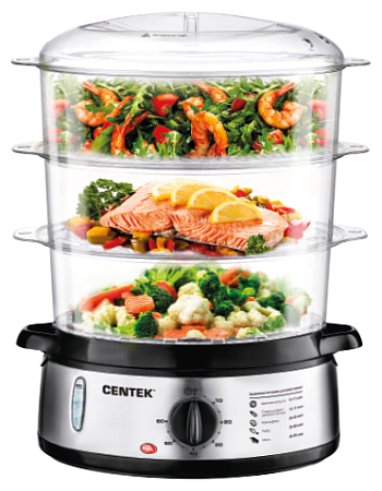 Пароварка CENTEK CT-1457 (черный, серебристый) Пароварка CENTEK CT-1457 (черный, серебристый)
