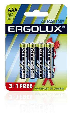 ERGOLUX (12865) Alkaline LR03 BL 3+1(FREE) (LR03 BL3+1, батарейка,1.5В)