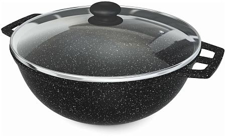 Казан НЕВА МЕТАЛЛ ПОСУДА 186845сф а/пр литой 4,5л стекл/кр Черный гранит алюминий 4,5 л