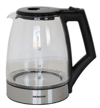 Электрический чайник Renova KT18G-01B (черный, серебристый)