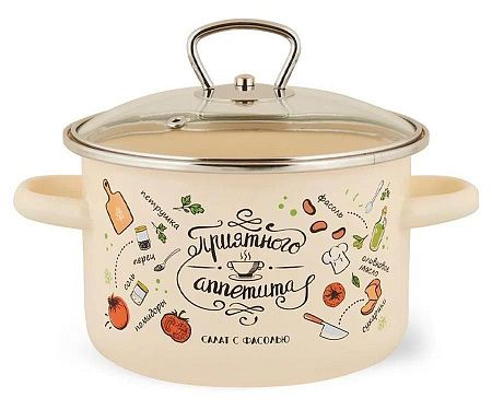 Кастрюля Appetite 1RD161S Приятного аппетита эмал цил 2,0л (2 л )