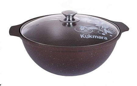 Казан Kukmara кмк37а а/пр литой д/плова стекл/кр Кофейный мрамор алюминий 3,5 л