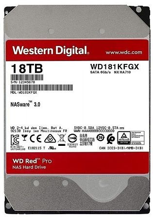 Жесткий диск 3.5" 18000 Гб Western Digital Red Pro, 7200 rpm, 512 МБ Жесткий диск 3.5" 18000 Гб Western Digital Red Pro, 7200 rpm, 512 МБ