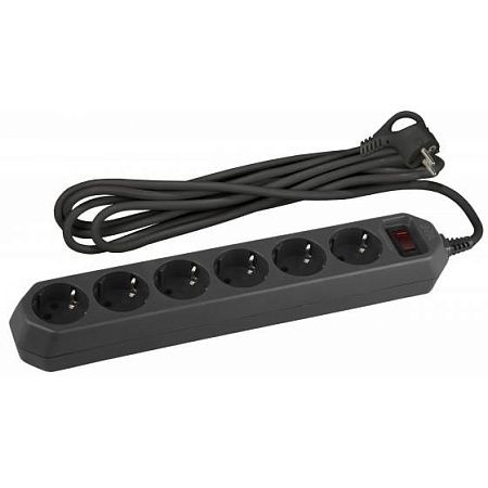 Сетевой фильтр ЭРА USF-6es-5m-B 5 м, черный