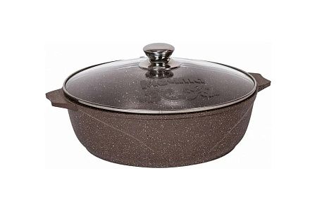 Жаровня Мечта 35806 со стеклянной крышкой. "Гранит brown" алюминий 5 л Жаровня Мечта 35806 со стеклянной крышкой. "Гранит brown" алюминий 5 л